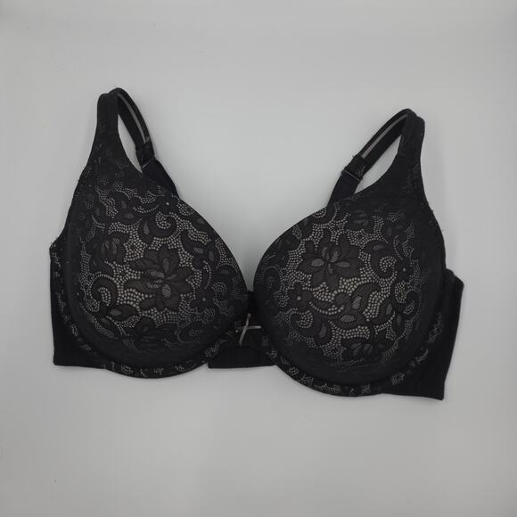 Cacique Other - Cacique Lane Bryant Black Lace Underwire Boost Plunge Push Up Bra Black 40DDD